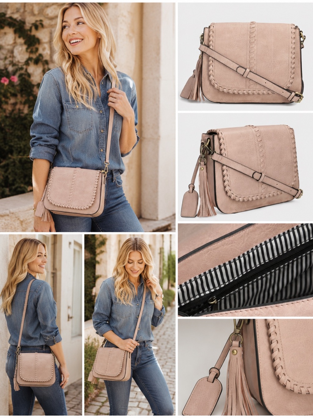 NWT Market & Spruce Ellen Whipstitch Saddle Crossbody